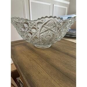 L.E. Smith Daisy and Button Flared Punch Bowl 16 1/2" x 7 1/2 - Stunning Piece